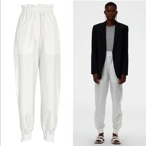 Tibi White Elastic Waist Track Pants